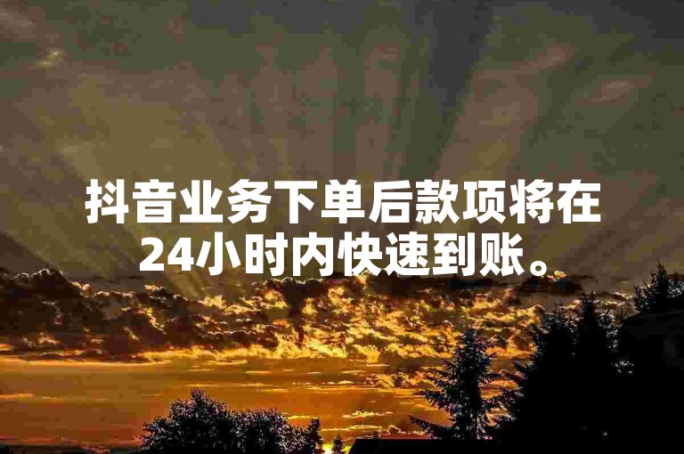 抖音业务下单后款项将在24小时内快速到账。