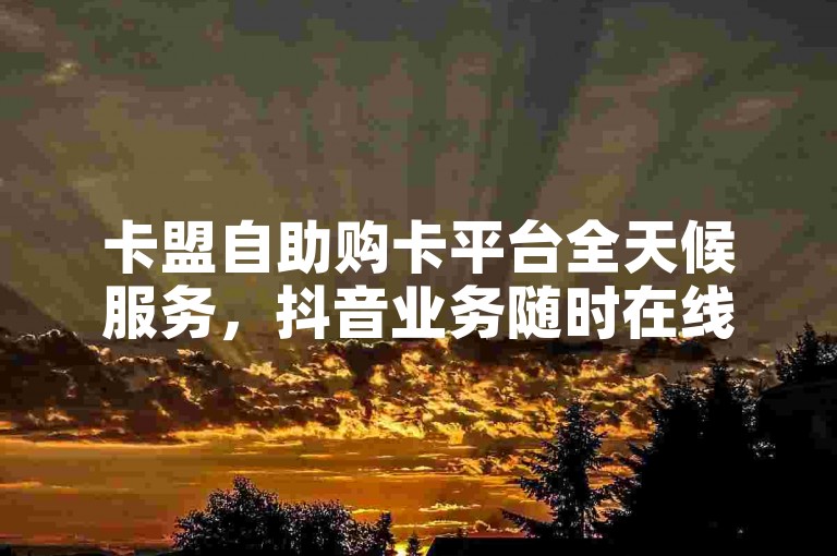 卡盟自助购卡平台全天候服务，抖音业务随时在线下单且免费。