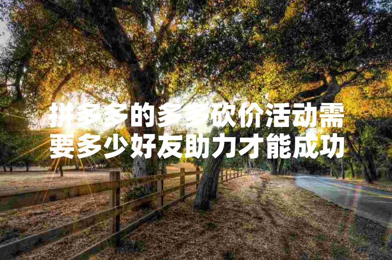 拼多多的多多砍价活动需要多少好友助力才能成功提现，这个问题的答案可能会因不同的活动规则和时间而有所变化。