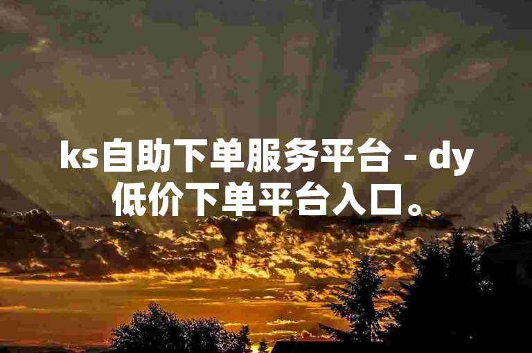 ks自助下单服务平台 - dy低价下单平台入口。