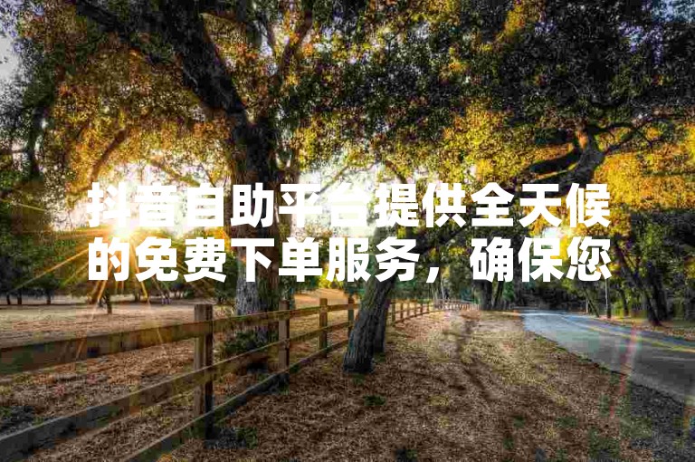 抖音自助平台提供全天候的免费下单服务，确保您随时都能轻松完成交易。