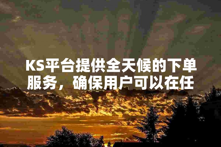 KS平台提供全天候的下单服务，确保用户可以在任何时候快速完成订单。