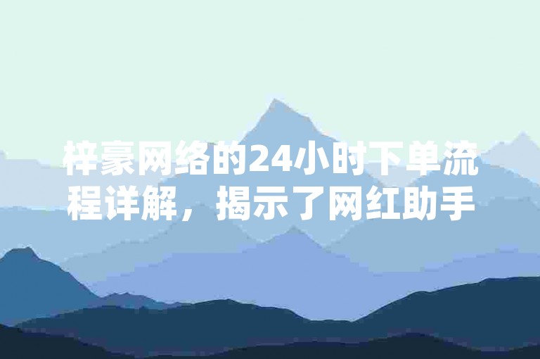 梓豪网络的24小时下单流程详解，揭示了网红助手app的独特亮点。