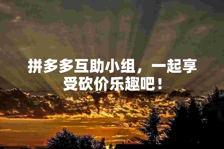 拼多多互助小组，一起享受砍价乐趣吧！