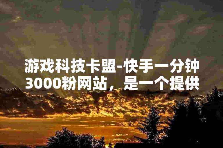 游戏科技卡盟-快手一分钟3000粉网站，是一个提供快速增加快手粉丝服务的平台。