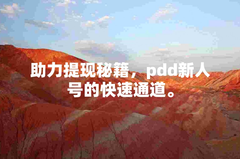 助力提现秘籍，pdd新人号的快速通道。