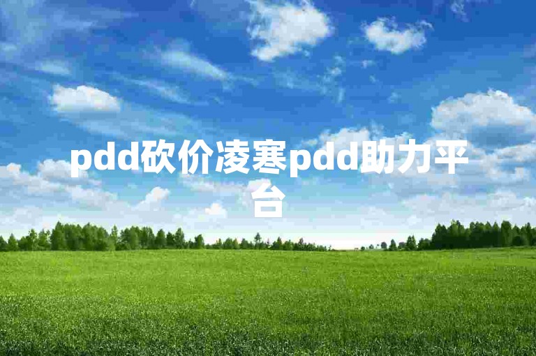 pdd砍价凌寒pdd助力平台