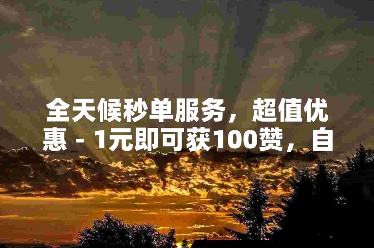 全天候秒单服务，超值优惠 - 1元即可获100赞，自助下单网站便捷高效。