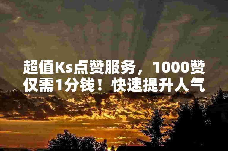 超值Ks点赞服务，1000赞仅需1分钱！快速提升人气，热销低价Ks等你来体验。