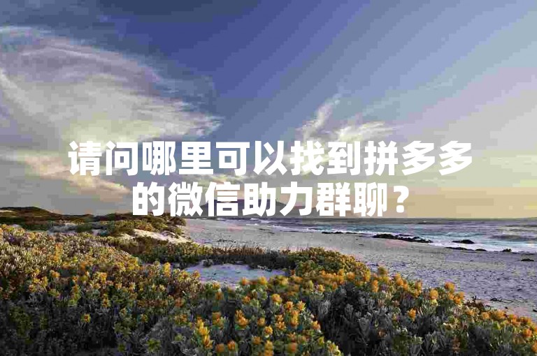 请问哪里可以找到拼多多的微信助力群聊？