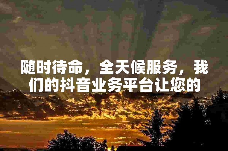 随时待命，全天候服务，我们的抖音业务平台让您的业务腾飞！