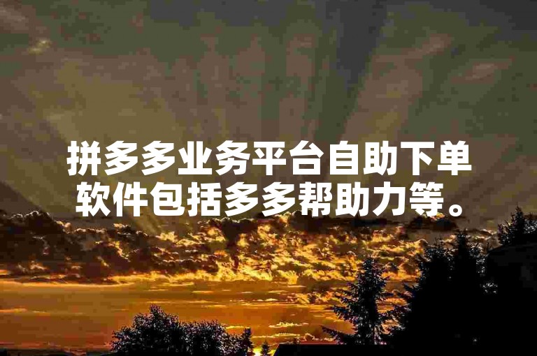 拼多多业务平台自助下单软件包括多多帮助力等。