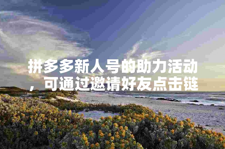 拼多多新人号的助力活动，可通过邀请好友点击链接来帮忙助力。