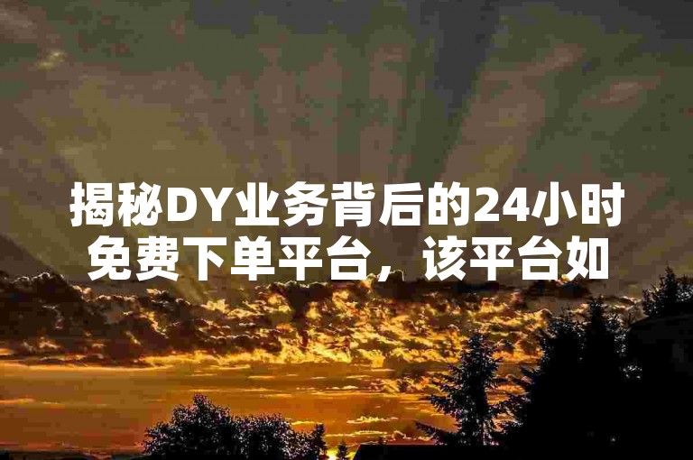 揭秘DY业务背后的24小时免费下单平台，该平台如何助推业务迅速扩展，成为2025年必备技能！