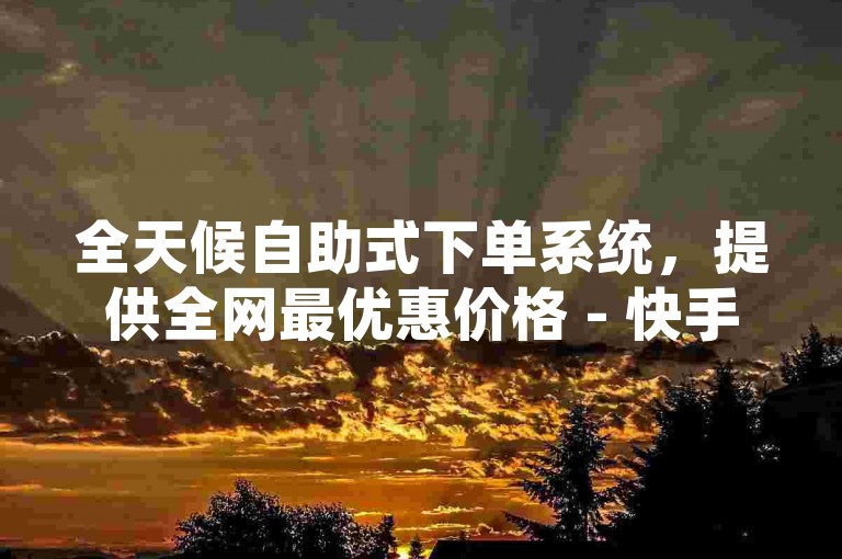 全天候自助式下单系统，提供全网最优惠价格 - 快手点赞服务经济型自助平台。