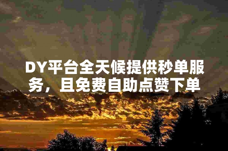 DY平台全天候提供秒单服务，且免费自助点赞下单。