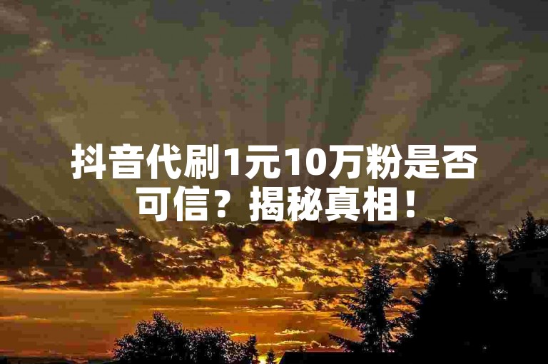 抖音代刷1元10万粉是否可信？揭秘真相！