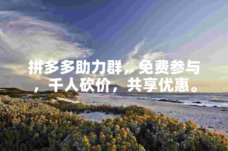 拼多多助力群，免费参与，千人砍价，共享优惠。