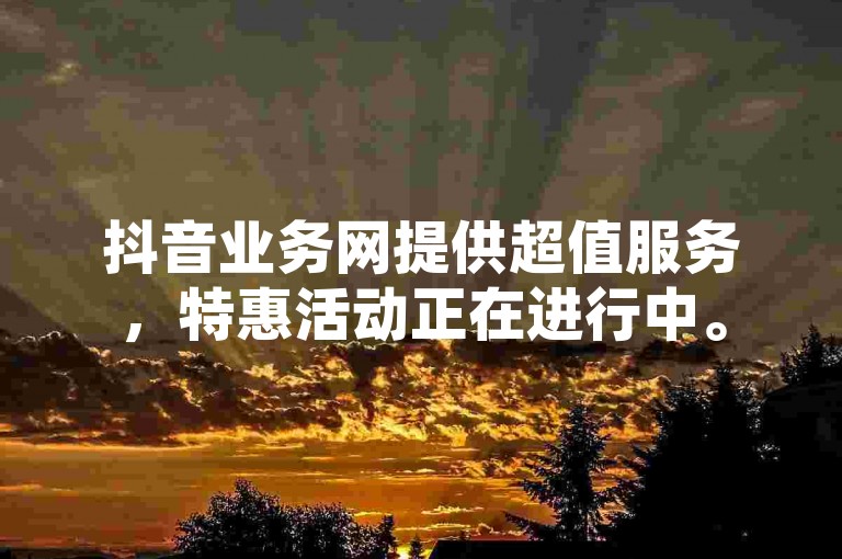 抖音业务网提供超值服务，特惠活动正在进行中。