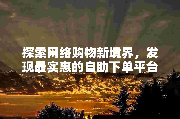 探索网络购物新境界，发现最实惠的自助下单平台。