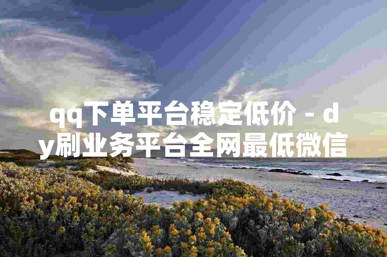 qq下单平台稳定低价 - dy刷业务平台全网最低微信支付