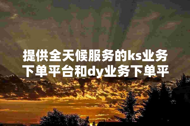 提供全天候服务的ks业务下单平台和dy业务下单平台，满足您随时的需求。