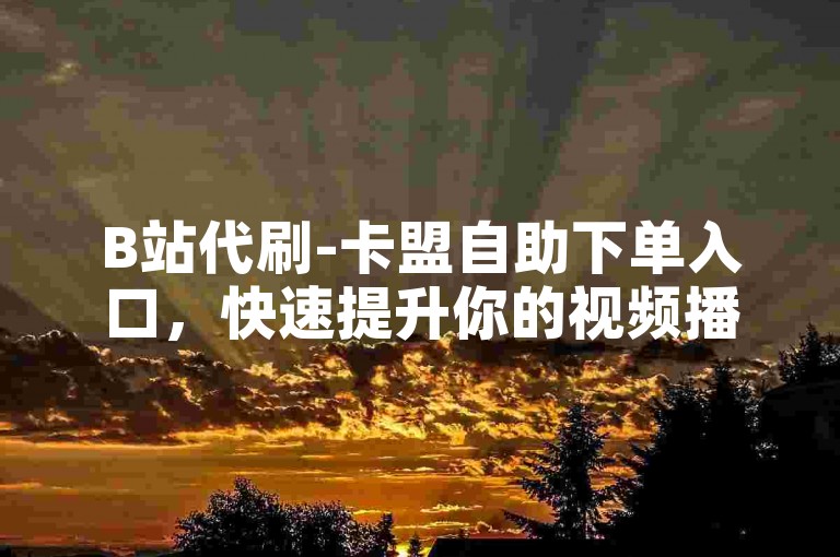 B站代刷-卡盟自助下单入口，快速提升你的视频播放量和粉丝数。