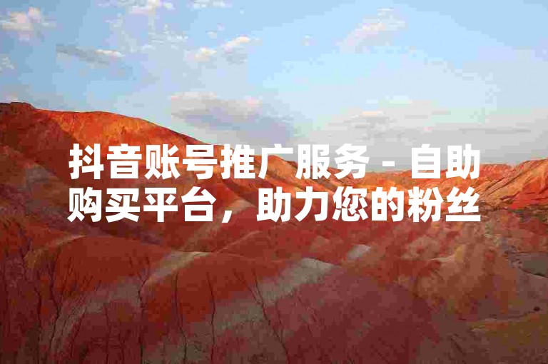 抖音账号推广服务 - 自助购买平台，助力您的粉丝数量快速增长。