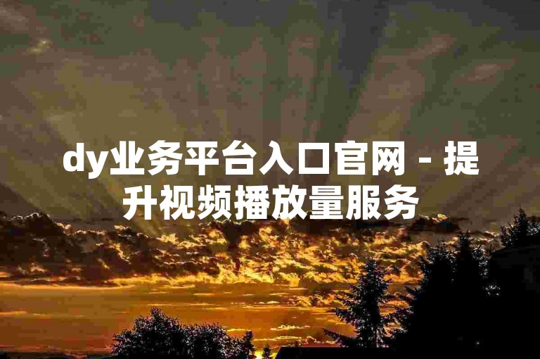 dy业务平台入口官网 - 提升视频播放量服务