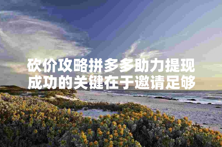 砍价攻略拼多多助力提现成功的关键在于邀请足够多的好友参与助力。