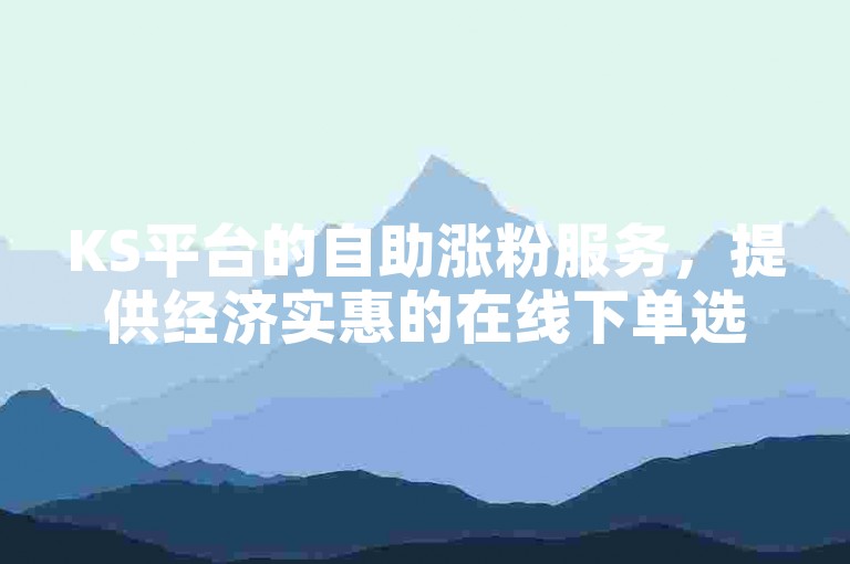 KS平台的自助涨粉服务，提供经济实惠的在线下单选项。