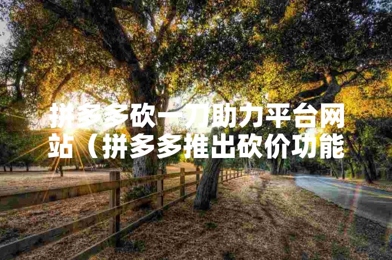 拼多多砍一刀助力平台网站（拼多多推出砍价功能，让用户享受更多优惠）