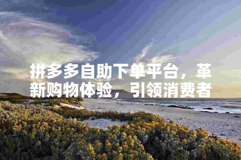 拼多多自助下单平台，革新购物体验，引领消费者步入智能省钱新时代。