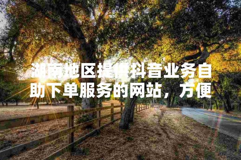 湖南地区提供抖音业务自助下单服务的网站，方便用户快速完成dy相关业务的订单。