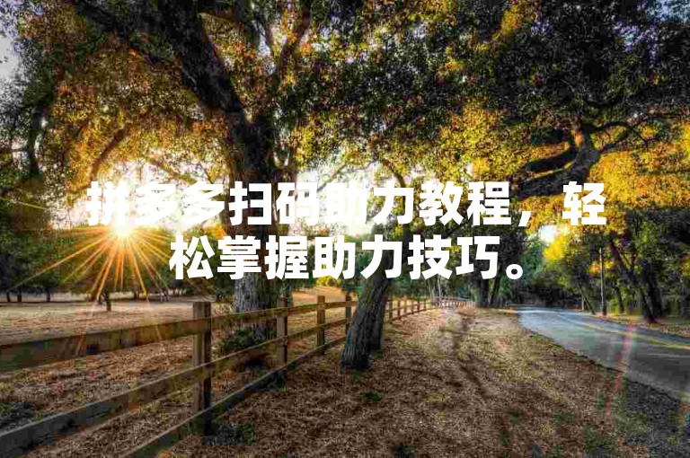 拼多多扫码助力教程，轻松掌握助力技巧。