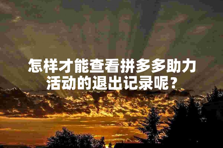怎样才能查看拼多多助力活动的退出记录呢？