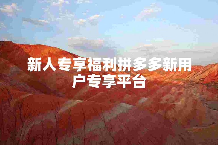 新人专享福利拼多多新用户专享平台