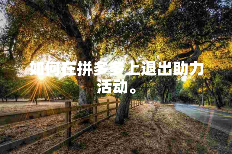如何在拼多多上退出助力活动。