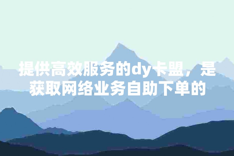 提供高效服务的dy卡盟，是获取网络业务自助下单的优选平台。
