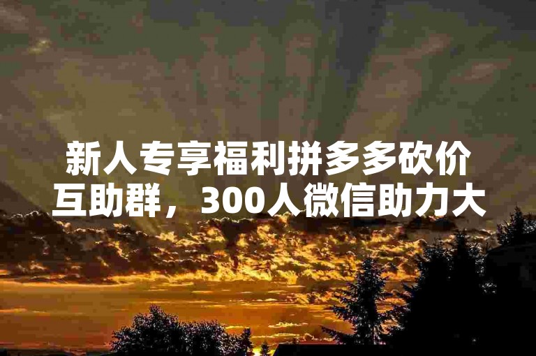 新人专享福利拼多多砍价互助群，300人微信助力大家庭。