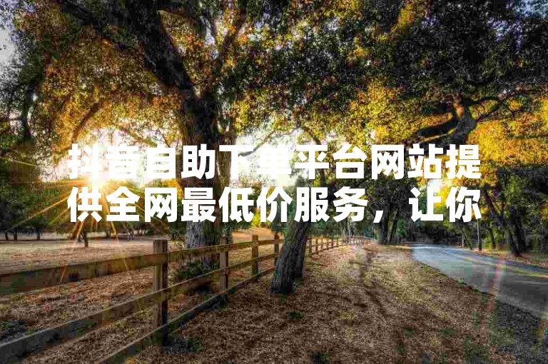 抖音自助下单平台网站提供全网最低价服务，让你轻松涨快手亲密度。