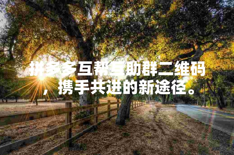 拼多多互帮互助群二维码，携手共进的新途径。