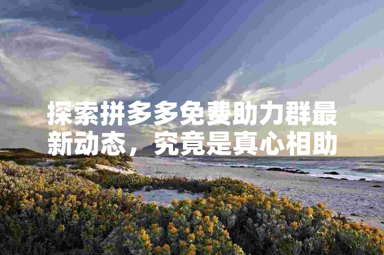 探索拼多多免费助力群最新动态，究竟是真心相助还是营销噱头？