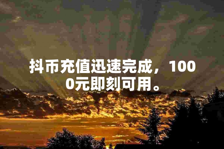 抖币充值迅速完成，1000元即刻可用。