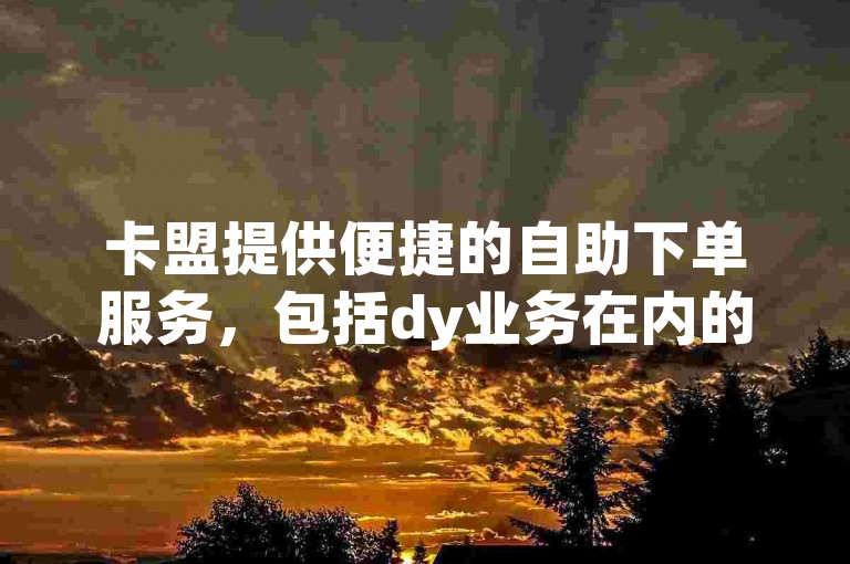 卡盟提供便捷的自助下单服务，包括dy业务在内的多种低价软件选项。