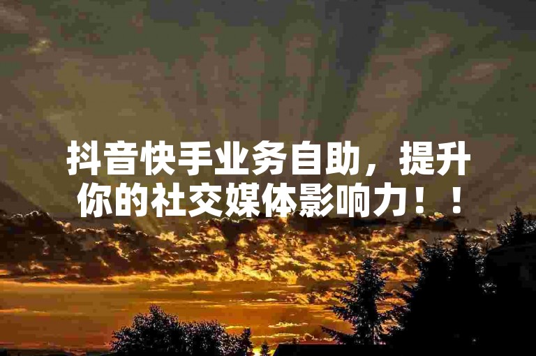 抖音快手业务自助，提升你的社交媒体影响力！！