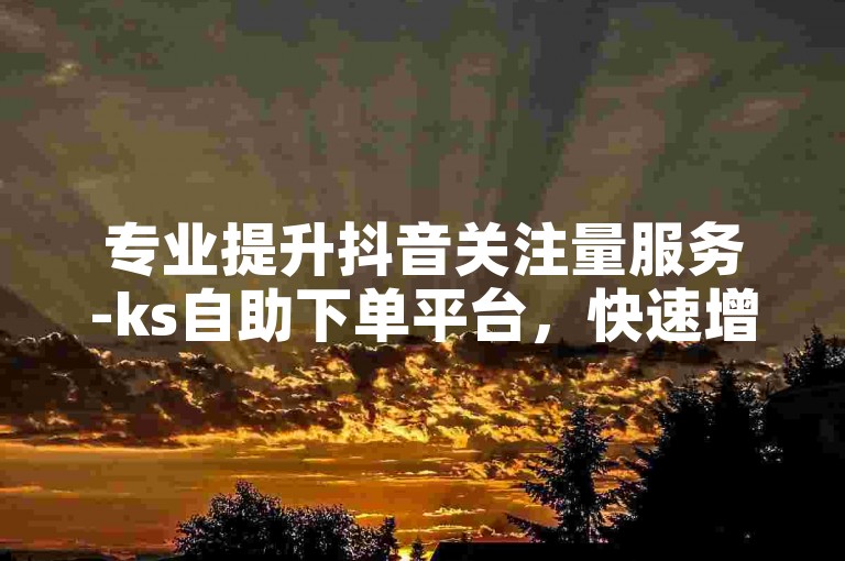 专业提升抖音关注量服务-ks自助下单平台，快速增加粉丝数量。