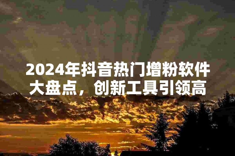 2024年抖音热门增粉软件大盘点，创新工具引领高效吸粉潮流。