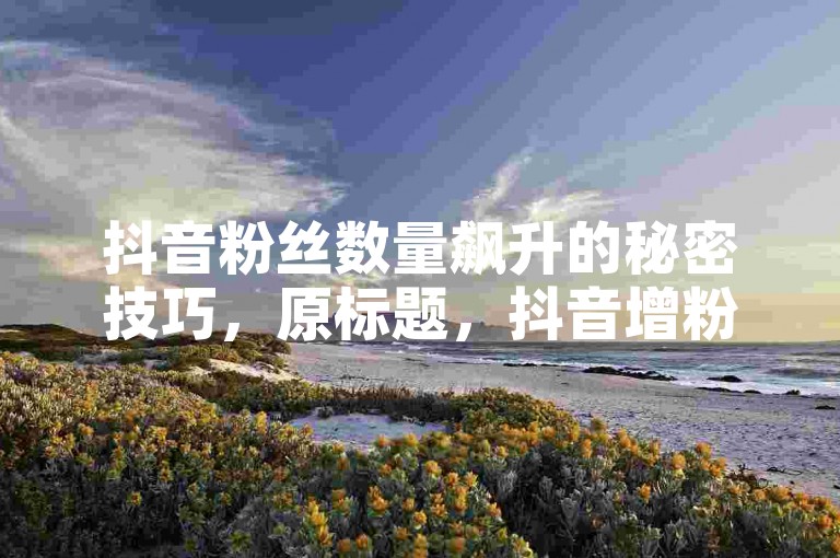 抖音粉丝数量飙升的秘密技巧，原标题，抖音增粉秘籍新标题，抖音粉丝激增攻略-快速见效！2025必备