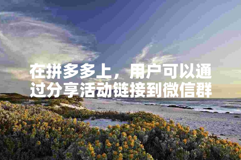在拼多多上，用户可以通过分享活动链接到微信群聊，邀请微信好友点击链接并完成相应操作来为自己助力。